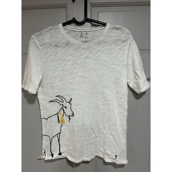 ED Women T Shirt Small Short Sleeve Embroidered Goat Lightweight Semi Sheer