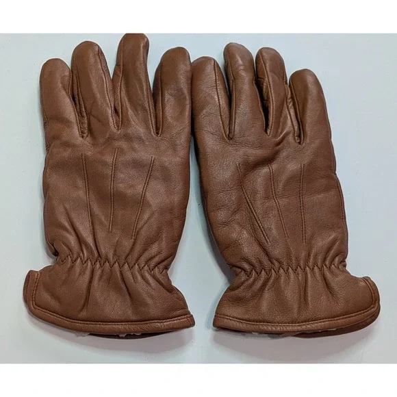 Unbranded Leather Gloves Women Medium Brown Excellent Shearling Lined Winter