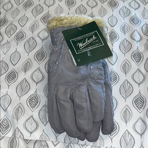 Woolrich Charcoal Gloves with Cream Fur Trim