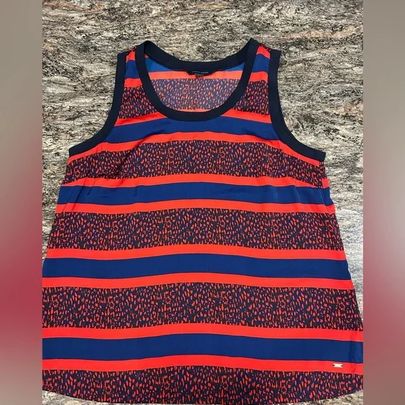 Tommy Hilfiger Red and Blue Patterned Top