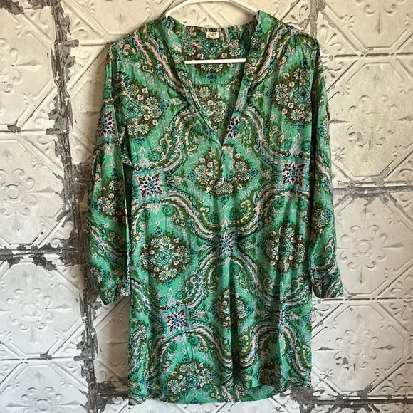 Green Paisley Tunic Top