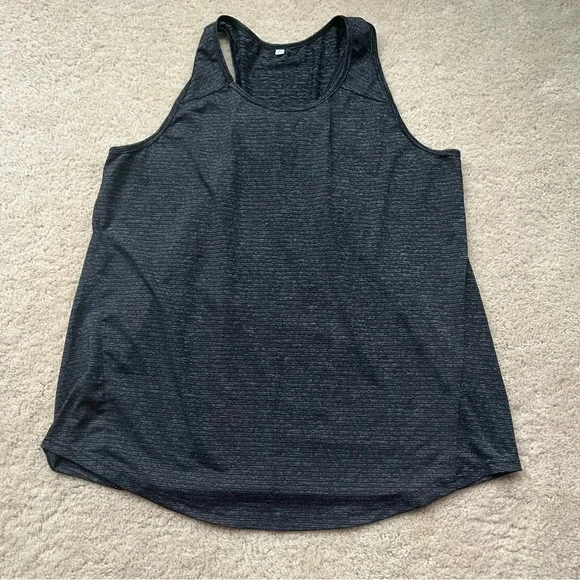 Unbranded Women’s Black Striped Athletic Fitted Stretch Tank Top - XL - VGUC