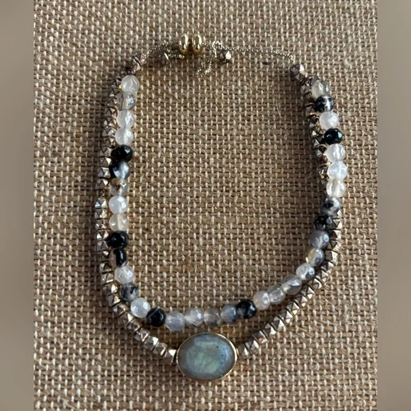 LA CN Stone Adjustable Beaded Bracelet