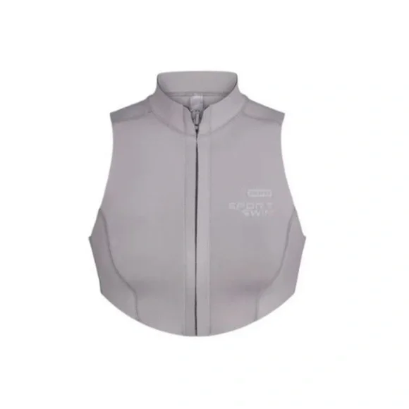 SKIMS Sport Swim Mock Neck Top in Gray