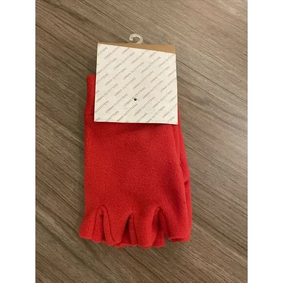Urban‎ Outfitters Fingerless Polar Glove Red One Size
