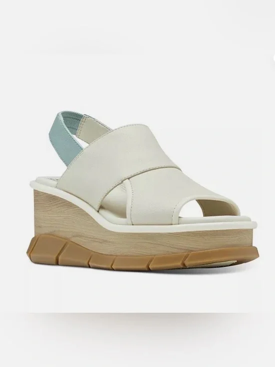 Sorel Joanie III Slingback Sandals Chalk Crushed Blue Wedge Sandal Size 7