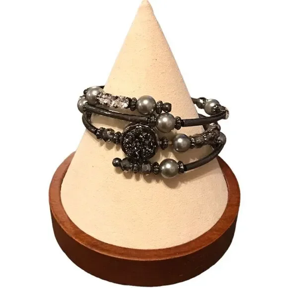 Wrap around bracelet dark gray NWOT