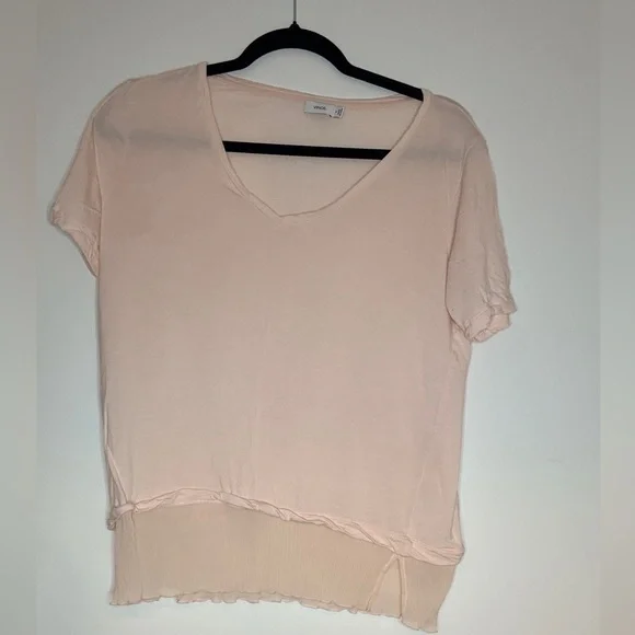 Vince Light Pink Layered Short Sleeve Top Size Medium