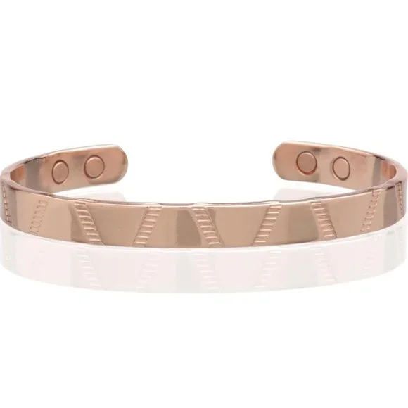 High Quality Solid Copper Magnetic Bracelet Classic V Line d Design Cuff Bangle