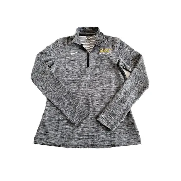 NIKE Womens Medium DRI FIT 1/4 Zip Pullover Gray Casual 923261