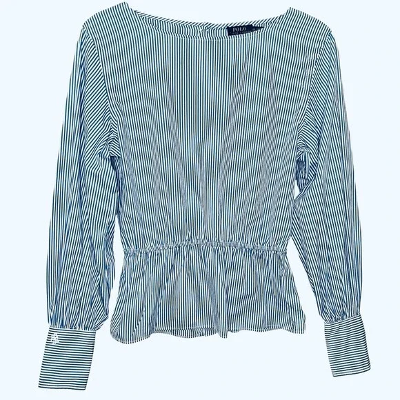 POLO Ralph‎ Lauren Striped Peplum Blouse – Size XS