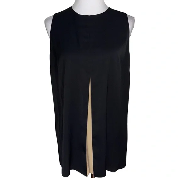 Chico's Black Label Sleeveless Blouse Tan Accent