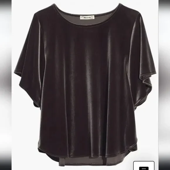 Madewell Xs Top Short Sleeve Elegant Velvet Top Shirt