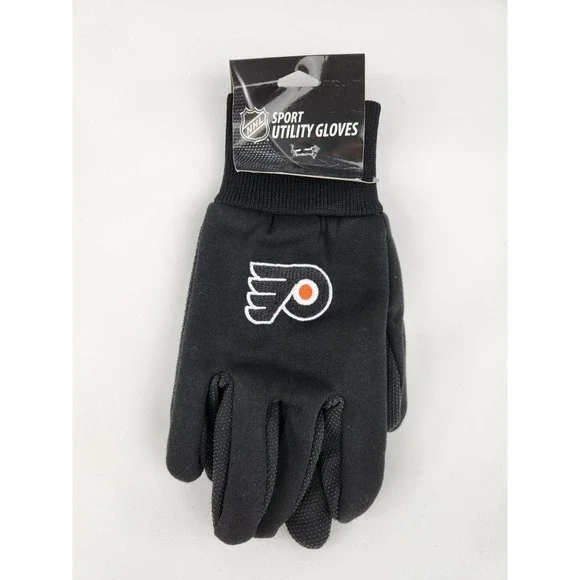 Philadelphia Flyers Gloves Non‎ Slip Work Utility Adult NHL Hockey Fan Palm Grip