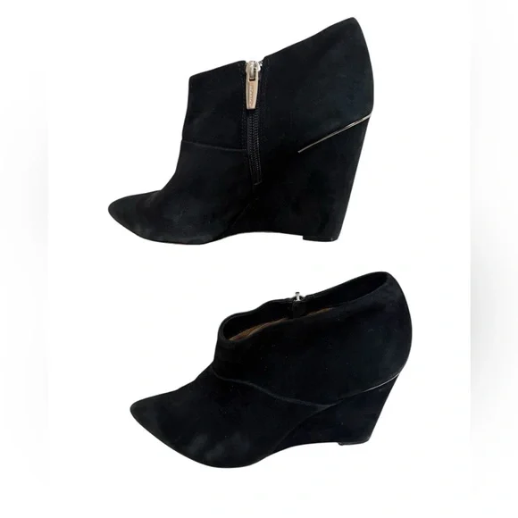 Coach | Black Suede Wedge Oakdale booties size 8.5