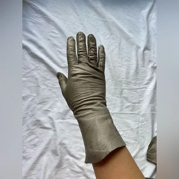 Vintage Buttery Soft Grey Leather Gloves