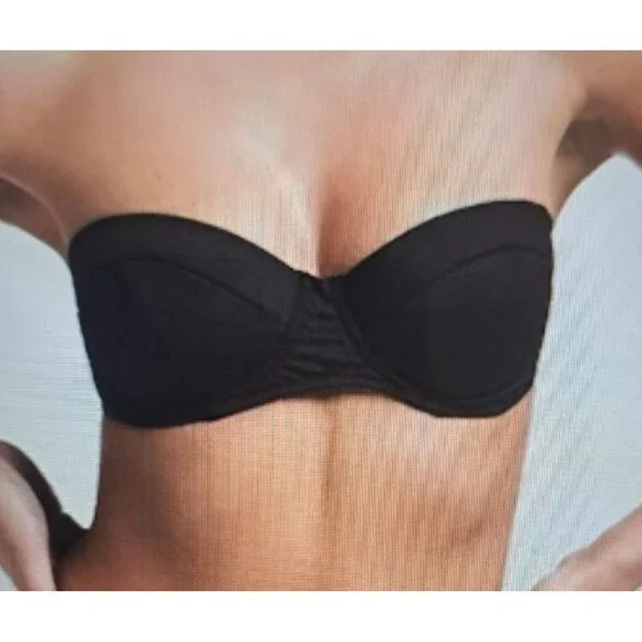 SKIMS SWIM STRAPLESS UNDERWIRE BIKINI TOP NWT ONYX MEDIUM