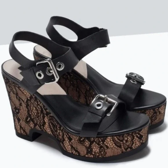 Zara Basic authentic leather wedges size EU 40