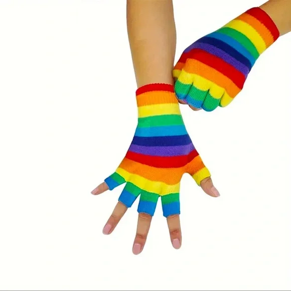 Glove’s 1 pair NEW Rainbow Colors Half Finger Gloves