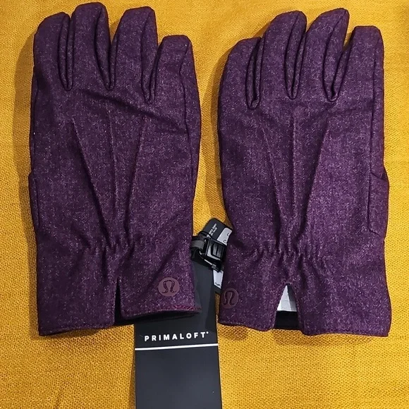Lululemon City Keeper Purple/Black Fleece Wool Blend Gloves L/XL NWT MSRP $78