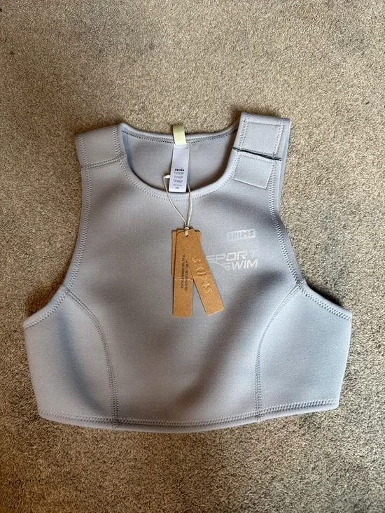 Skims Grey Neoprene Swim Top Size XXS
