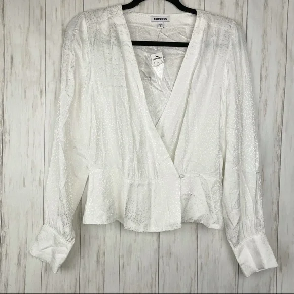 Express NWT white cream leopard blouse small