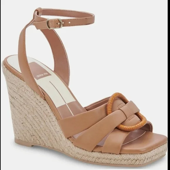 Dolce Vita Women’s Wedge Heels Maze Luggage Leather Size 9.5 Like New