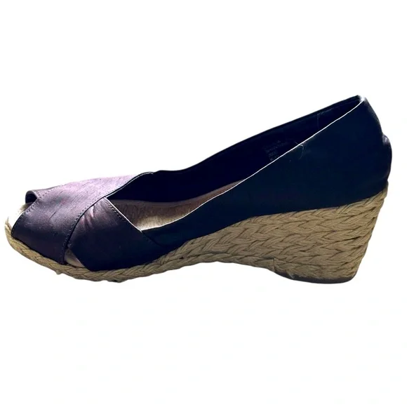 Lauren Ralph Lauren | Deep Brown | Shantung (Silk) Espadrille Wedge | Size 7.5 B