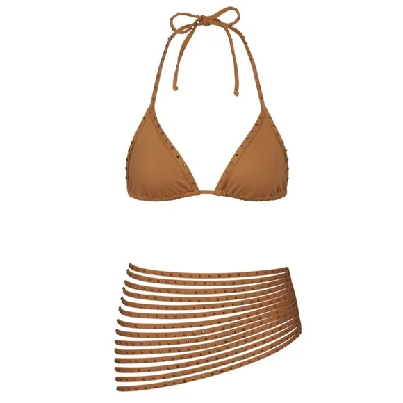 NWT SKIMS RHINESTONE SWIM SET IN ALMOND