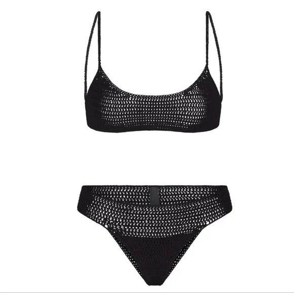 NWT SKIMS CROCHET SWIM BIKINI SET IN ONYX
