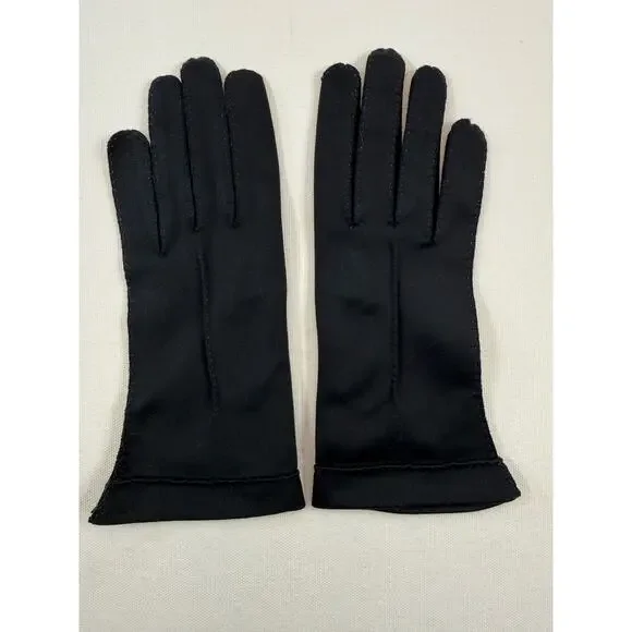 Vintage 1950s–60s Black Nylon Driving Gloves Women’s Size 7 Downelle