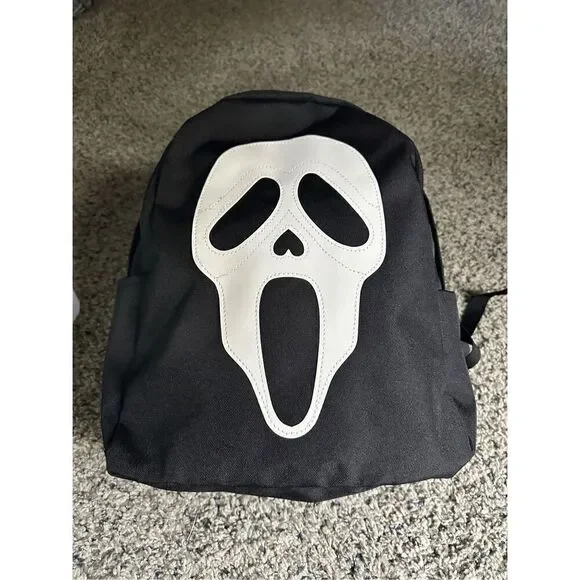 Ghost face Scream, backpack with padded handles outside pockets and inside pocke