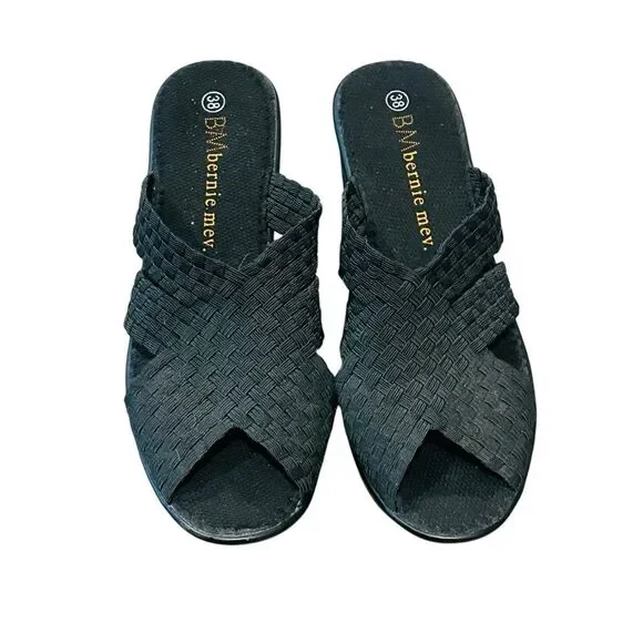 Bernie Mev Black Woven Wedges - Size 38 (7-8)