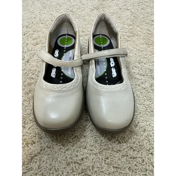 Aetrex Essence E363W Julia Mary Jane Ivory‎ Comfort Shoes Size 9W Orthopedic
