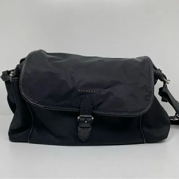 Burberry Flap Nylon Diaper Bag Black