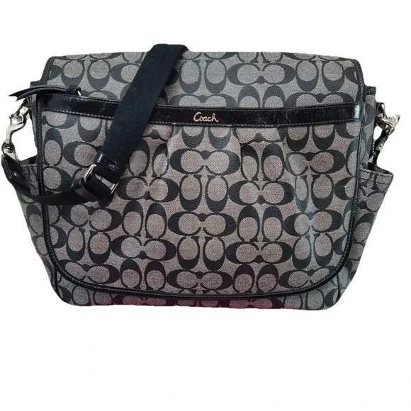 Coach Ashley Signature Coated Canvas Flap Closure Messenger‎ Diaper Shoulder Bag