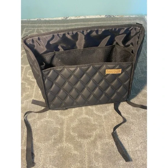 Car Seat Gap Organizer Storage Bag Quilted Black Multi Pocket Console Holder