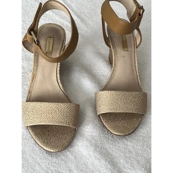 Louise Et Cie Rose Gold‎ & Beige Wedge Sandals | Women's 7.5 M | Good Condition