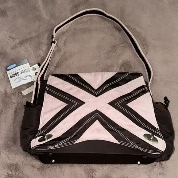 NWT Kalencom Silver Spoon Hannah's Messenger Diaper Bag Pink and Brown