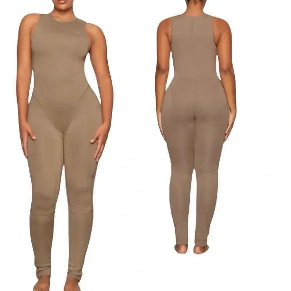 Skims Womens Sport Swim Full Length Bodysuit Tan Desert 3X