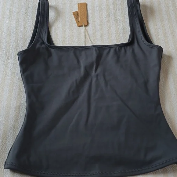 SKIMS Swim Shaping Bikini Tank Top Size:XXS Gunmetal Grey