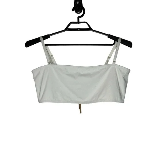 NWT SKIMS Womens‎ Bandeau Swim Top Size 4X Removable Straps Marble White
