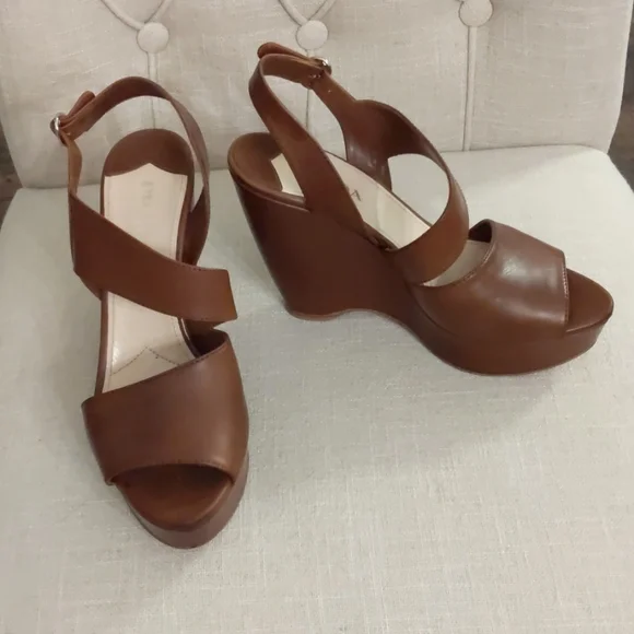 Prada Asymmetric Calfskin Wedge Sandal