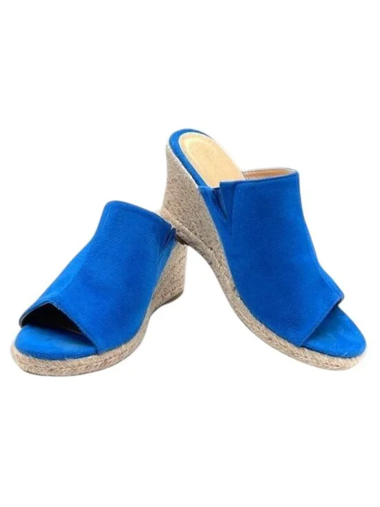 Stylish Wanted Microfiber Open Toe Slip on Wedge Sandal Espadrille Style Size 6