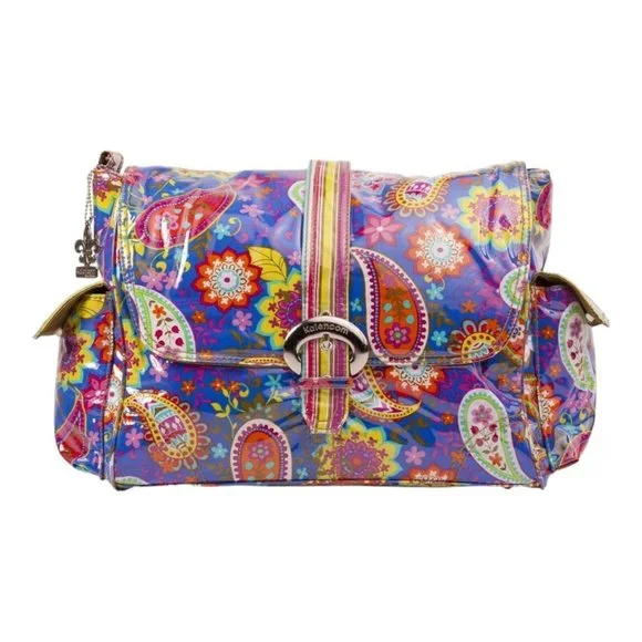 Kalencom Laminated Buckle Bag Cobalt Paisley Floral Baby Diaper Bag Laminated