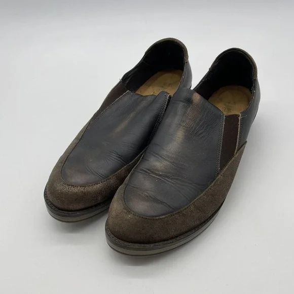 Noat Vtg Women Loafers Size 10 Brown Leather Slip On Low Wedges Shoes‎