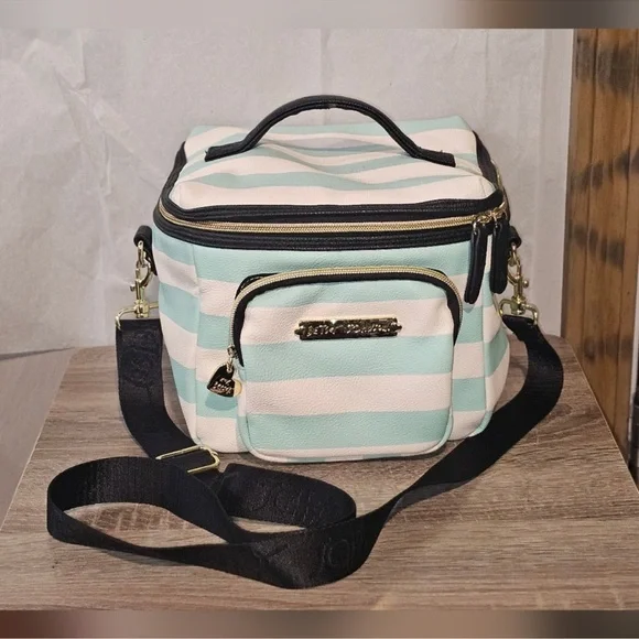 Betsey Johnson Mint and Cream Striped cooler bag