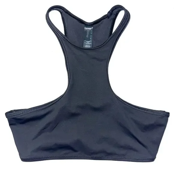Skims Dark Gunmetal Grey High Neck Racerback Swim Bikini Top Size XS