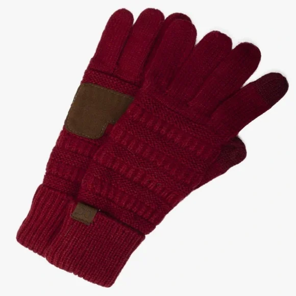 New C.C Red Cardinal Cable Knit Smarttips Touchscreen Texting Anti-Slip Gloves