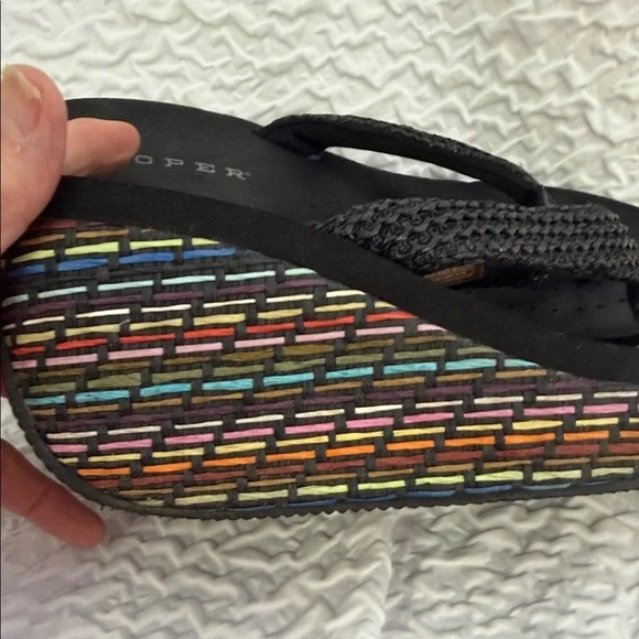 Roper Women's Black and Multicolor Wedge Sandals